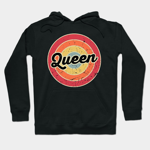 Retro Vintage Sunset Circle Logo Queen Hoodie by Inspire Enclave